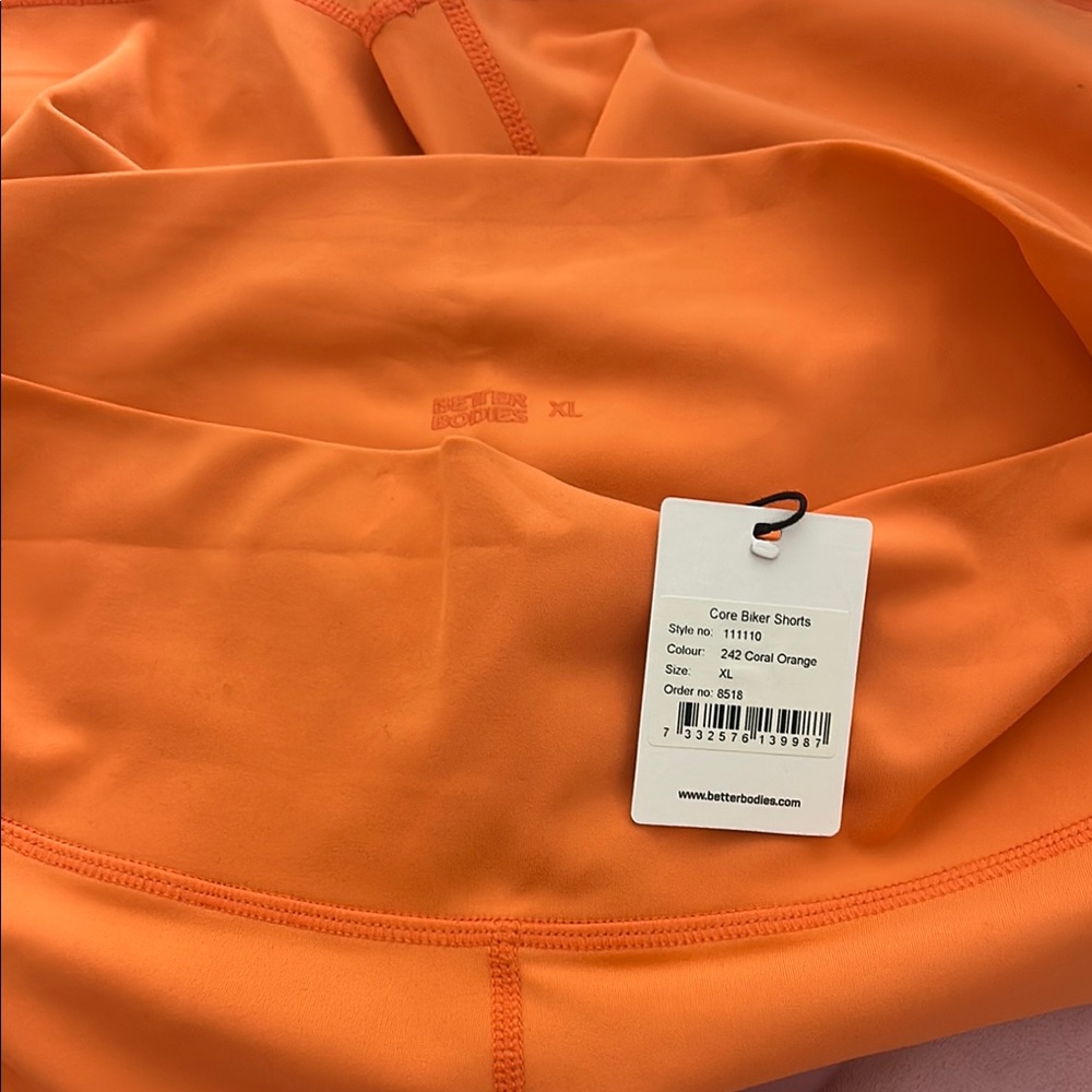 BETTER BODIES Bright Orange Biker Shorts